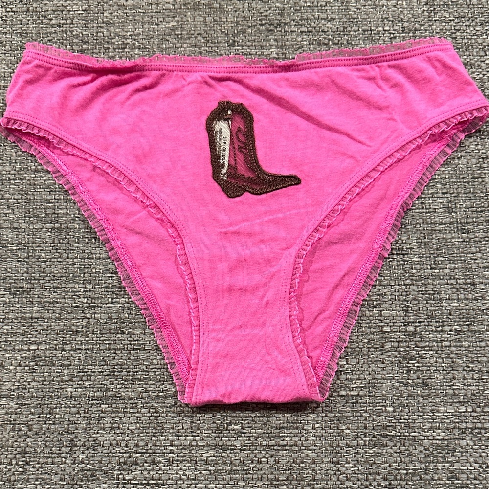 PINK Victoria’s Secret Pink Cheeky Panty With Embroidered Boot Patch